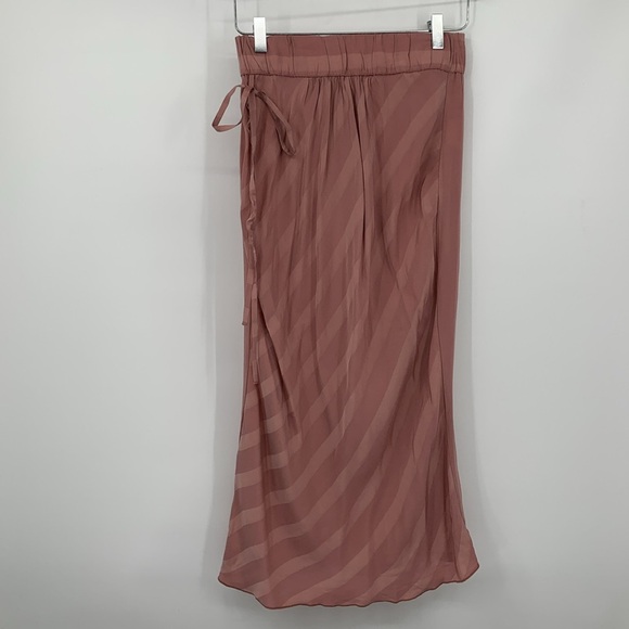 Humanoid Stephy maxi skirt pink stripe tie elastic mauve straight long Small - Picture 1 of 6